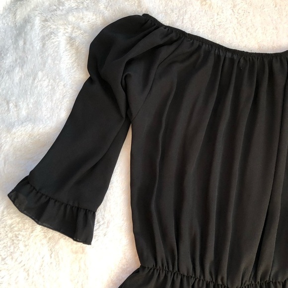 The Impeccable Pig Black Off the Shoulder Romper - Picture 9 of 11